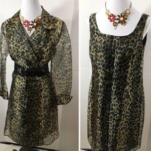 Eliza J Sheath Dress & Sheer Coat in Animal Print